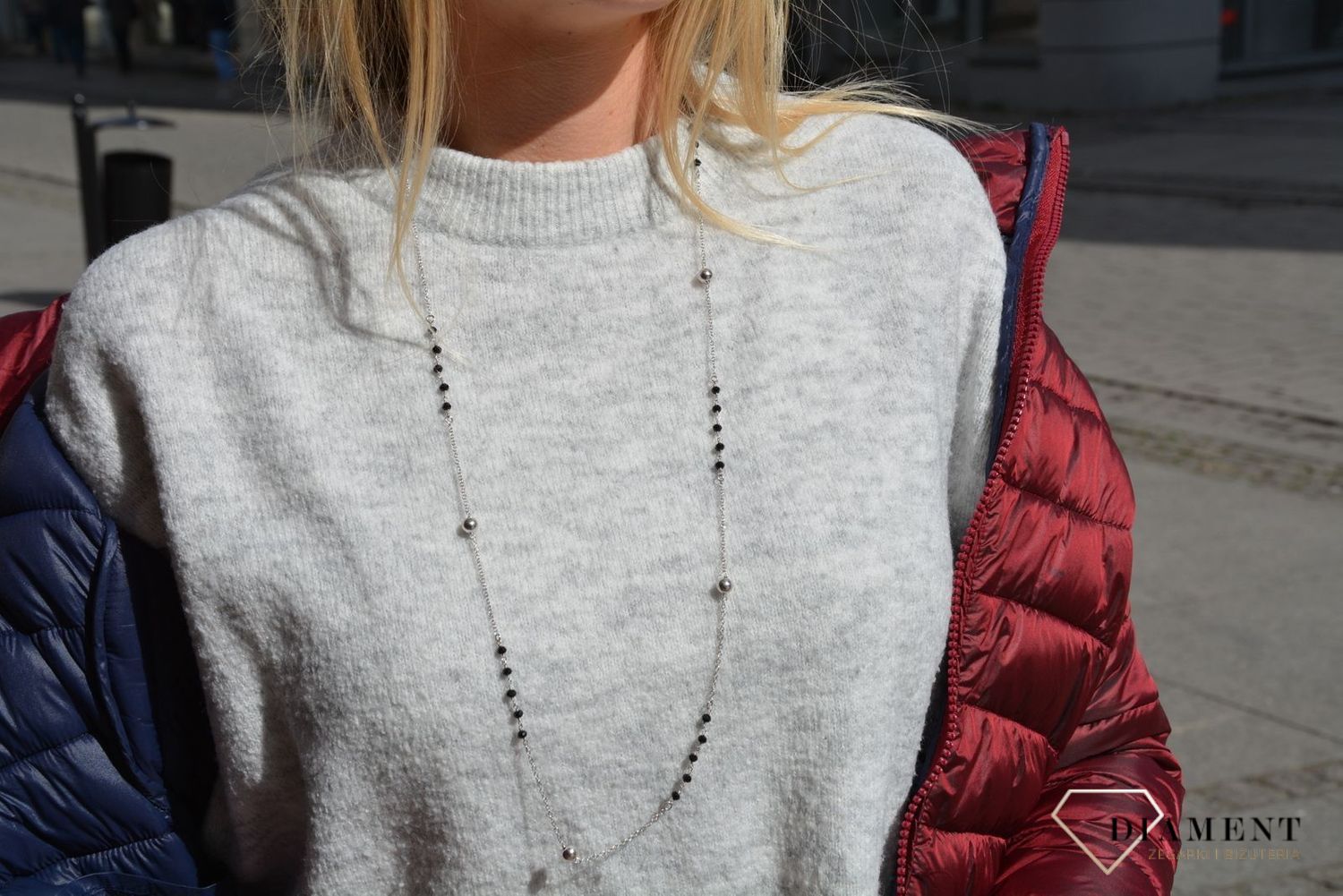 Naszyjnik srebrny długi z koralikami Dall'Acqua C RM 20432 0135.JPG